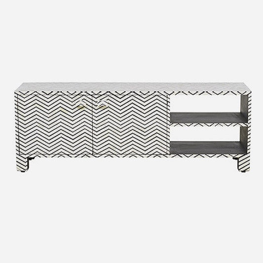 Bone Inlay 2 Door Lowboy : Zig Zag : Black