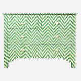 Bone Inlay 4 Drawer Chest : Zig Zag : Leaf Green