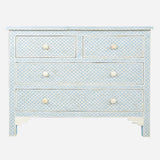 Bone Inlay 4 Drawer Chest : Scallop : Powder Blue