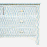 Bone Inlay 4 Drawer Chest : Scallop : Powder Blue