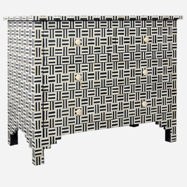 Bone Inlay 4 Drawer Chest : Nexus : Black