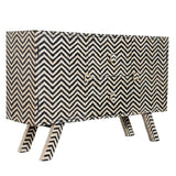 Bone Inlay Entertainment Unit in Zig Zag Black