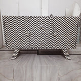 Bone Inlay Entertainment Unit in Zig Zag Black