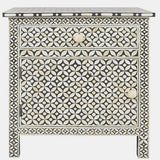 Bone Inlay Large Bedside Cabinet : Starburst : Black