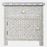 Bone Inlay Large Bedside Cabinet : Starburst : Grey