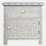 Bone Inlay Large Bedside Cabinet : Starburst : Grey