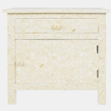 Bone Inlay Large Bedside Cabinet : Starburst : White