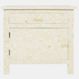 Bone Inlay Large Bedside Cabinet : Starburst : White