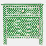 Bone Inlay Large Bedside Cabinet : Scallop : Green