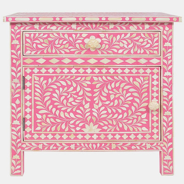 Bone Inlay Large Bedside Cabinet : Liana : Rose