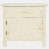 Bone Inlay Large Bedside Cabinet : Liana : White
