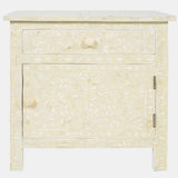 Bone Inlay Large Bedside Cabinet : Liana : White
