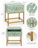 Bone & Brass Inlay Bedside : Mint