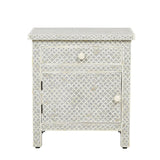 Bone Inlay Large Bedside Cabinet : Scallop : Grey