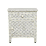 Bone Inlay Large Bedside Cabinet : Scallop : Grey