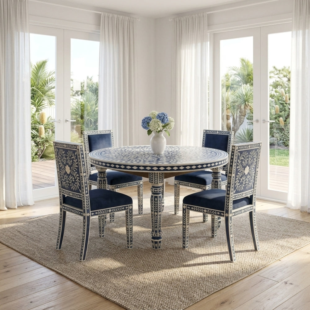 Bone Inlay Dining Suite : Fern : Navy