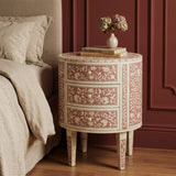 Bone Inlay Round Side Table : Floral : Blush