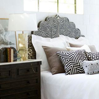 Bone or Mother of Pearl Inlay Scalloped Bedhead