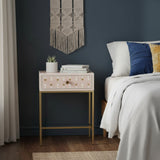 Bone & Brass Inlay Bedside : Blush