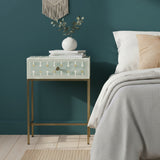 Bone & Brass Inlay Bedside : Mint