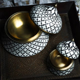 Bone & Brass Moghul Box : Trellis : Black & White