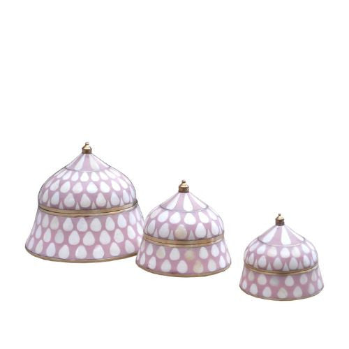Bone & Brass Moghul Box : Varsha : Rose Set of 3 2