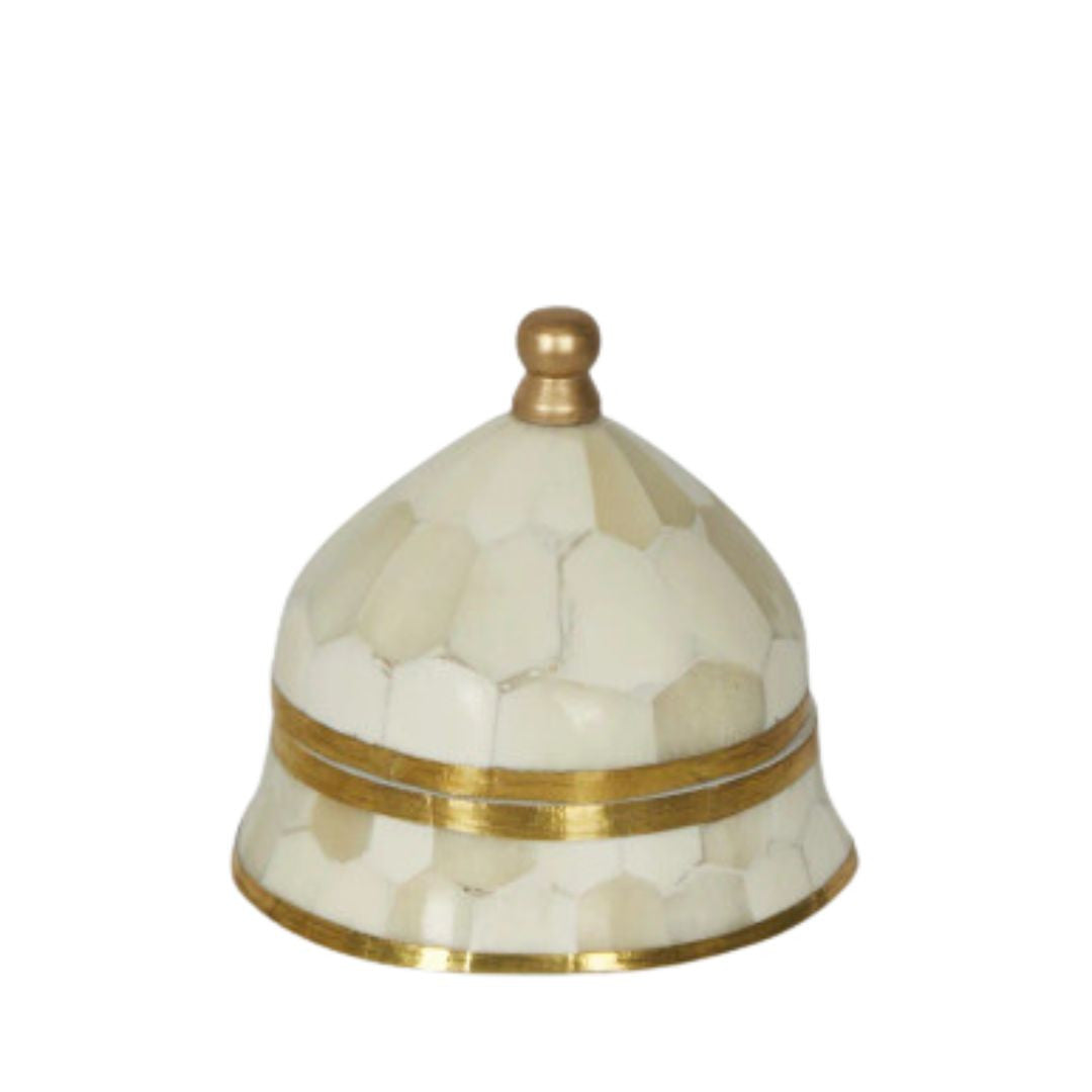 Bone & Brass Moghul Box : White