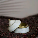 Bone & Brass Moghul Box : White with Lid Off