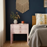 Bone Inlay 2 Drawer Bedside : Floral : Blush