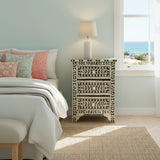 Bone Inlay 3 Drawer Bedside Chest : Floral : Black