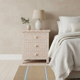 Bone Inlay 3 Drawer Bedside : Floral : Blush