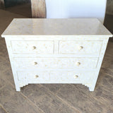 Bone Inlay 4 Drawer Chest : Zelliges : White