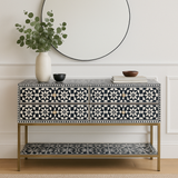 Bone Inlay 4 Drawer Sideboard : Zelliges : Black