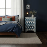 Bone Inlay Bedside Cabinet : Hexaflora : Dark Teal