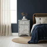 Bone Inlay Bedside Cabinet : Tri Square : Grey