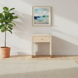 Bone Inlay Bedside Table : Stripe : Apricot