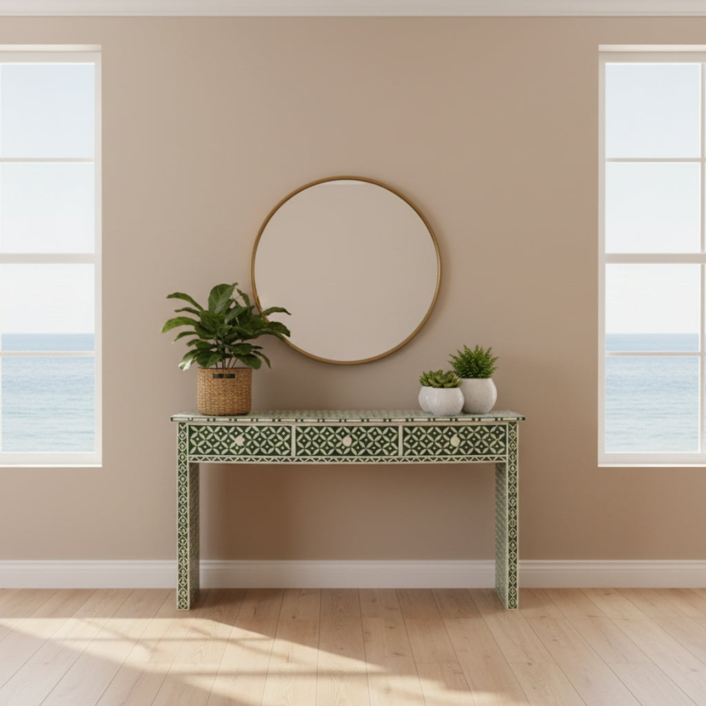 Bone Inlay Console : Starburst : Green