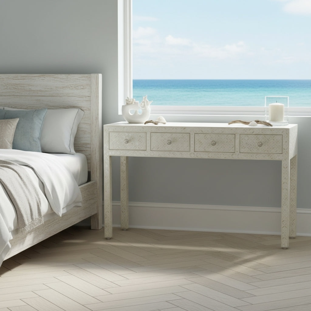 Bone Inlay Console : Starburst : White