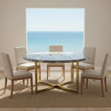 Bone Inlay Dining Table with Metal Legs