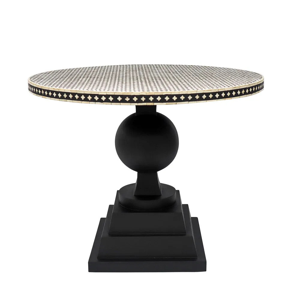 Bone Inlay Dining Table with Pedestal Base