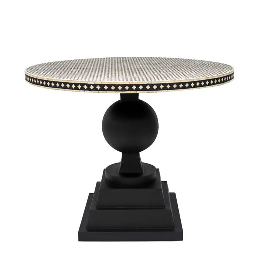 Bone Inlay Dining Table with Pedestal Base