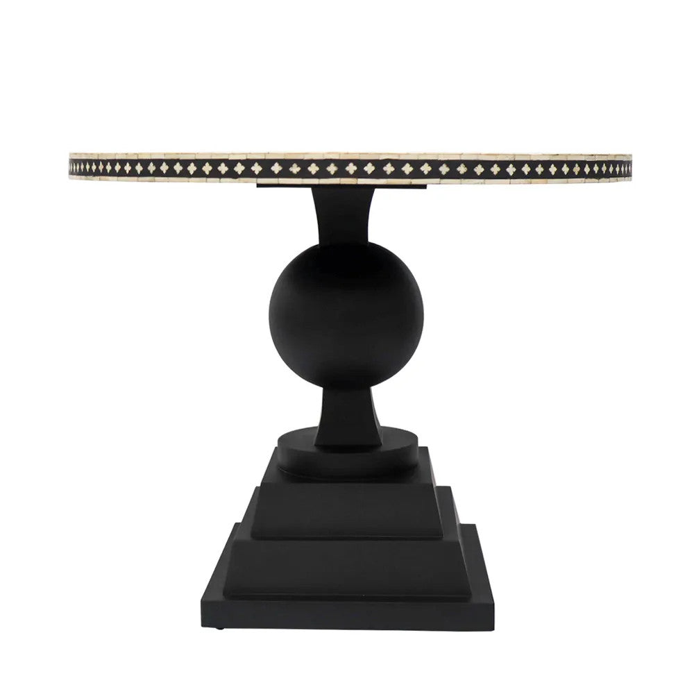 Bone Inlay Dining Table with Pedestal Base
