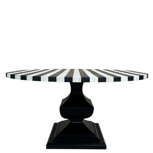 Bone Inlay Dining Table with Pedestal Base