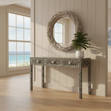 Bone Inlay Floral Console : Black