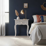 Bone Inlay French 1 Drawer Bedside Table : Floral : Grey