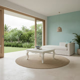 Bone Inlay French Coffee Table : Floral : White