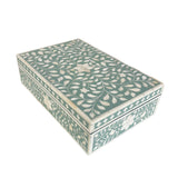Bone Inlay Large Box : Floral : Soft Green