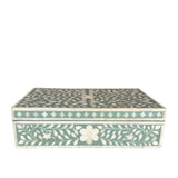 Bone Inlay Large Box : Floral : Soft Green