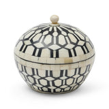 Bone Inlay Miniature Round Box : Black
