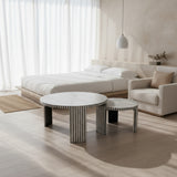 Bone Inlay Nesting Coffee Table Pair : Grey